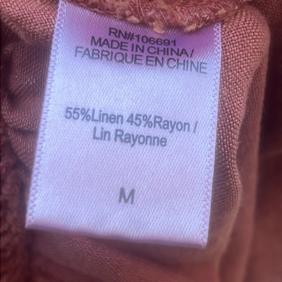 YFB Young Fabulous & Broke Cove Orange Linen Slit Wide Leg Pant Women's Size M - Picture 7 of 9